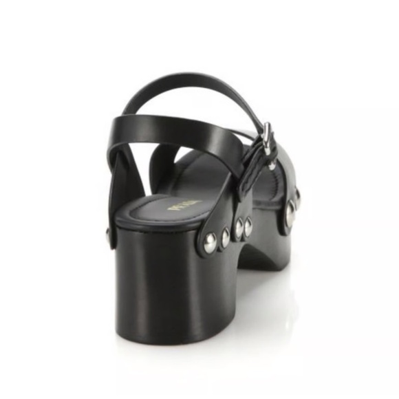 Like New Prada Platform Black Stud Sandal Wooden Clog Size 40 - Picture 3 of 11